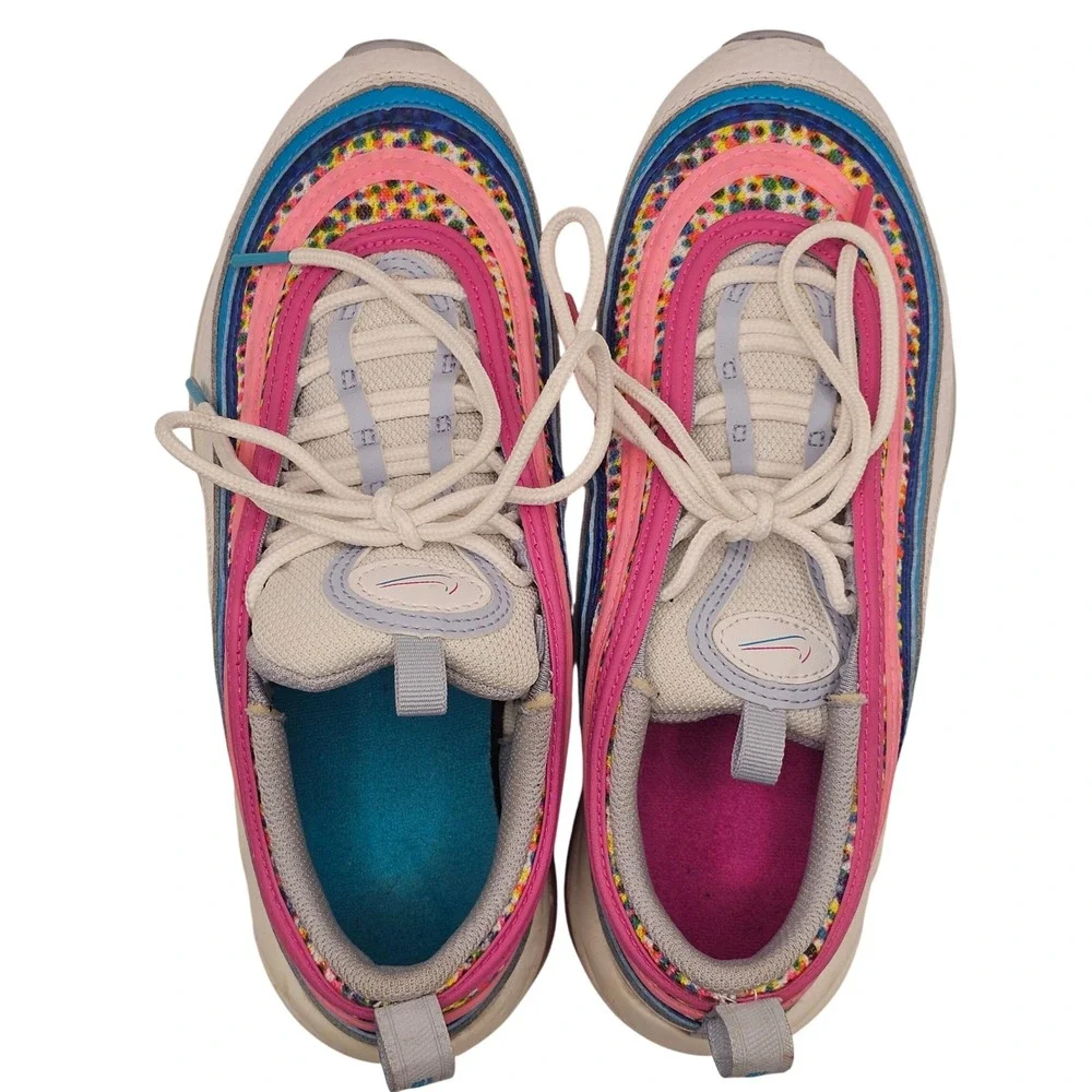 Nike Air Max 97 Size 6Y White Pink Blue Rainbow Kidcore Sneakers DV7550-100